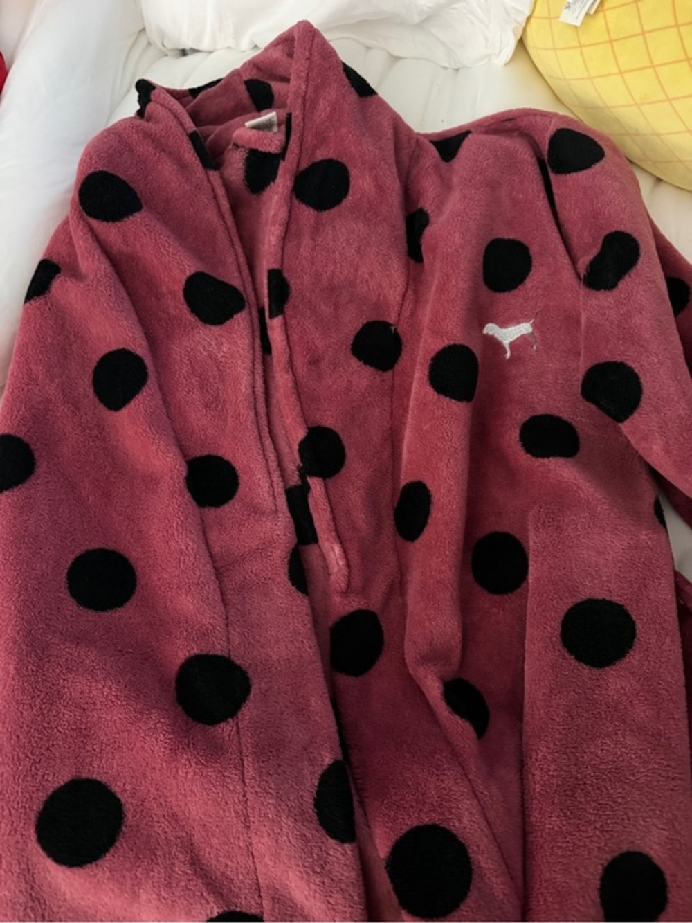 Love Pink Plush Faux-Fur Leopard Teddy Jacket in Light Gray & Pink